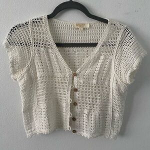 Cream/white Crochet Women Top